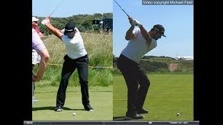 Jon Rahm golf swing  Long Iron faceon amp downtheline July 2017 [upl. by Atinev]