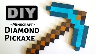 Diamond Pickaxe from Minecraft  Easy Cardboard DIY [upl. by Odlopoel]