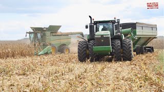 Opening Up a Corn Field with JOHN DEERE Combines amp Tractors [upl. by Ssyla]