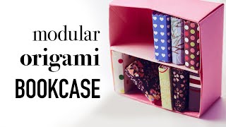 Origami Bookcase Tutorial  Modular  DIY  Paper Kawaii [upl. by Hendricks]