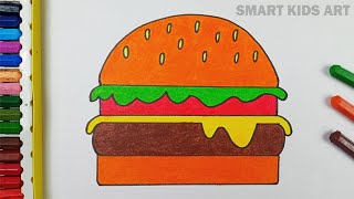 How To Draw A Burger  Burger Drawing  Easy Drawing  Draw Smart [upl. by Ettenay338]