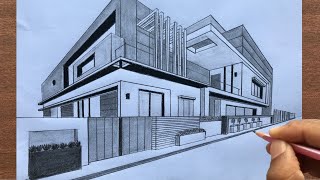 How to Draw a House in TwoPoint Perspective Step by Step [upl. by Eiramik657]