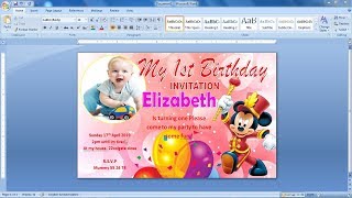 How to make Picture Invitation Card Design in Ms Word  Invitation Card Design in Ms word  Ms word [upl. by Drofdeb]