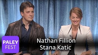 Castle  Nathan Fillion and Stana Katic Talk Handcuffs [upl. by Ylrad]