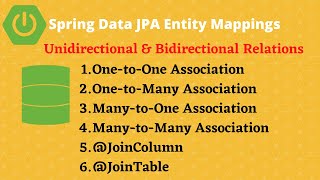 Spring Data JPA Entity mappings  OnetoOne  OnetoMany  ManytoOne  ManytoMany mappings [upl. by Goldenberg]