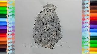 How to Draw a Chimpanzee  drawing tutorial step by step [upl. by Emanuel]