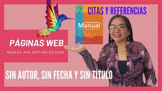 Citar y referenciar páginas web SIN AUTOR SIN FECHA Y SIN TÍTULO APA 7ma Edición 😱 [upl. by Arahd323]