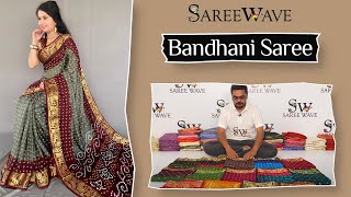 Hand Bandhej Bandhani Saree at sareewave [upl. by Ameekahs]