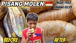 PISANG MOLEN PINOY TASTE TEST REACTION  Unique Fried Banana Recipe [upl. by Arannahs]