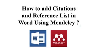 How to add Citations and Reference List in Word document using Mendeley [upl. by Braasch]