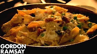 Farfalle with Ricotta Pancetta amp Peas  Gordon Ramsay [upl. by Hgielrac196]