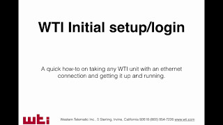 WTI Initial SetupLogin [upl. by Asoj]