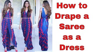 How to Drape a Saree as a Dress  Tia Bhuva [upl. by Frasier]