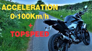 Yamaha MT03 Acceleration  Top speed [upl. by Saenihp]