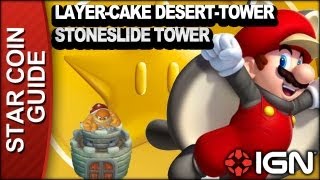 New Super Mario Bros U 3 Star Coin Walkthrough  LayerCake DesertTower Stoneslide Tower [upl. by Aja]