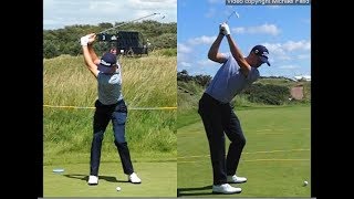 Justin Thomas golf swing  Long Iron faceon amp downtheline July 2017 [upl. by Jamilla]