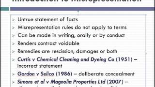 Misrepresentation Lecture 1 of 4 [upl. by Ajnotal]