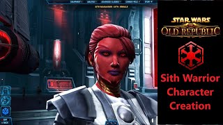 SWTOR  Female Sith Pureblood Warrior Character Creation Sith Marauder Class [upl. by Tigges203]