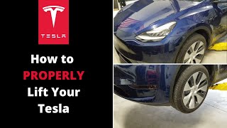 How to Properly Lift Your Tesla Model Y S X 3  How to Use Tesla Pucks to Raise a Tesla [upl. by Kisung]