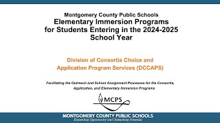 MCPS Elementary Immersion Programs Information Video – Winter 2024 [upl. by Cordey]