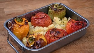 Gemista  Greek Stuffed Vegetables  My Greek Salad [upl. by Nissensohn]