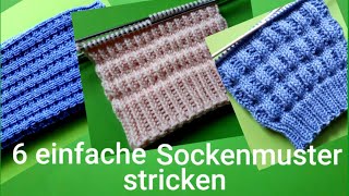 6 einfache Sockenmuster stricken [upl. by Massie]