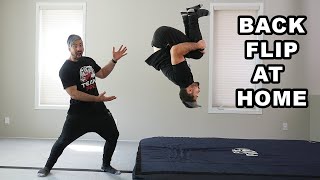 Learn How To Backflip AT HOME Easy Tutorial for Beginners [upl. by Bal908]