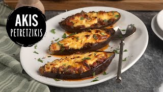 Greek stuffed eggplants  Papoutsakia  Akis Petretzikis [upl. by Nauht]