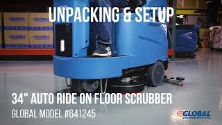 641245 Global Industrial Ride On Floor Scrubber Unpacking amp Setup [upl. by Nidla]