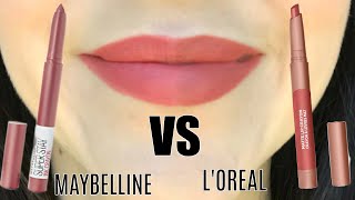 Maybelline SuperStay Matte Ink Crayon VS LOreal Infallible Matte Lip Crayon [upl. by Etiam]